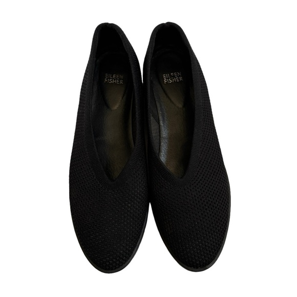 Eileen Fisher Heaven Black Stretch Wedge Slip On Flats Shoes Size 9.5 - Picture 5 of 11